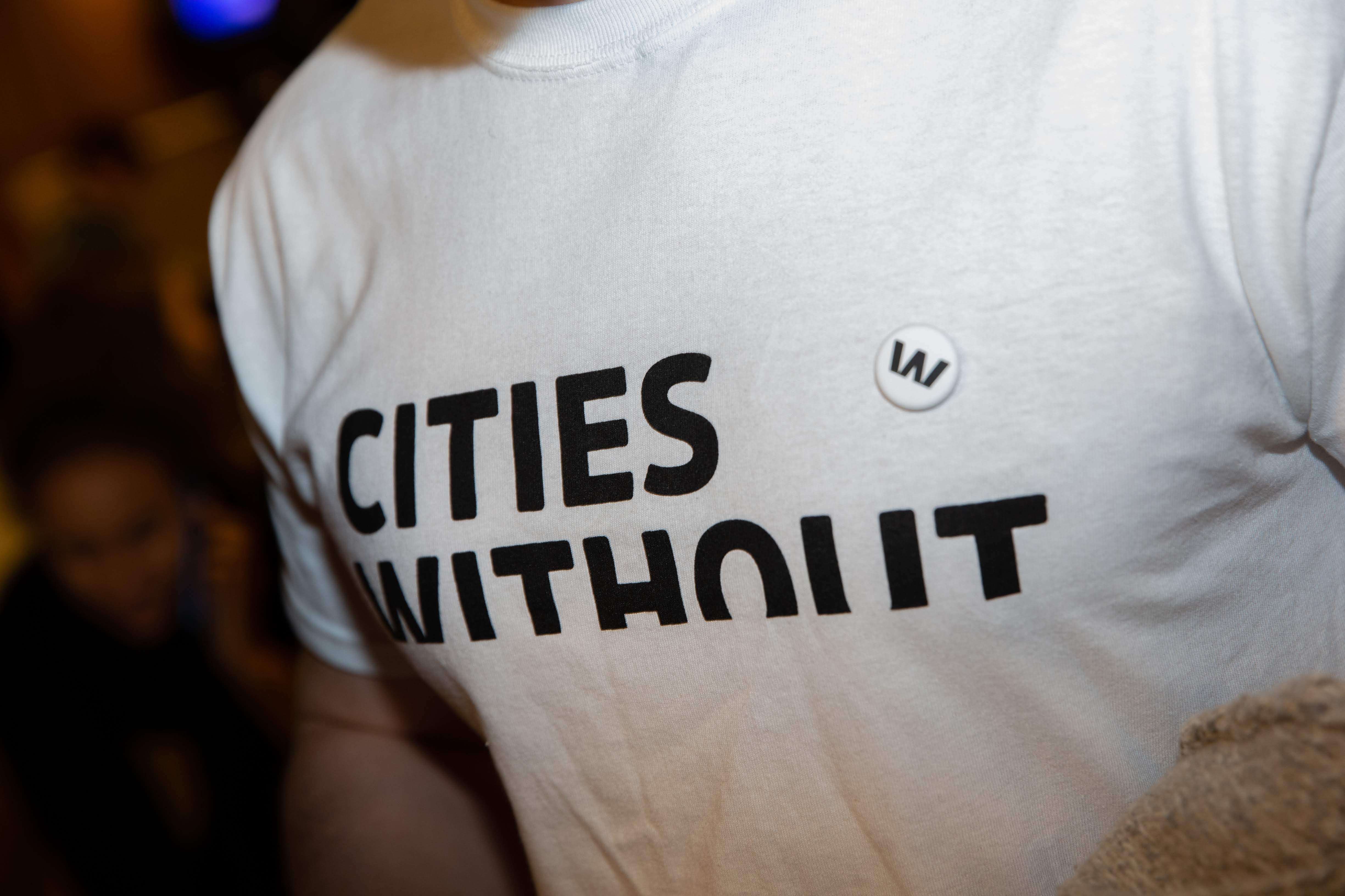 A T-shirt with the print "Cities Without"
