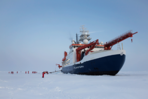A picture of icebreaker Polarstern in the Arctic.
